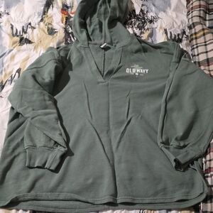 Old Navy Dark Gray Hoodie with Palm Graphic